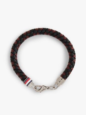 brown braided leather bracelet for men tommy hilfiger