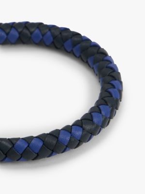 blue blue braided leather bracelet for men tommy hilfiger