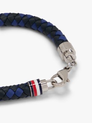 blue blue braided leather bracelet for men tommy hilfiger