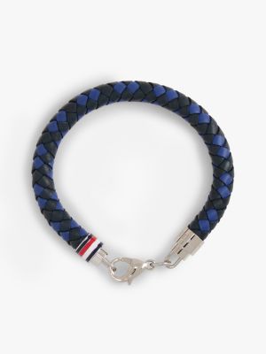 blue blue braided leather bracelet for men tommy hilfiger