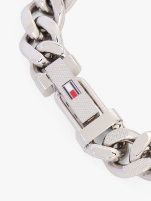 silver stainless steel chain-link bracelet for men tommy hilfiger