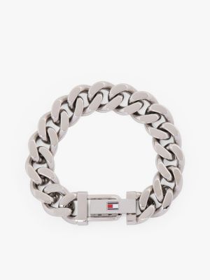 silver stainless steel chain-link bracelet for men tommy hilfiger