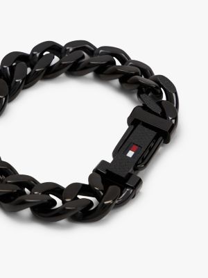 black black ionic-plated stainless steel chain-link bracelet for men tommy hilfiger