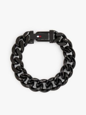 black black ionic-plated stainless steel chain-link bracelet for men tommy hilfiger