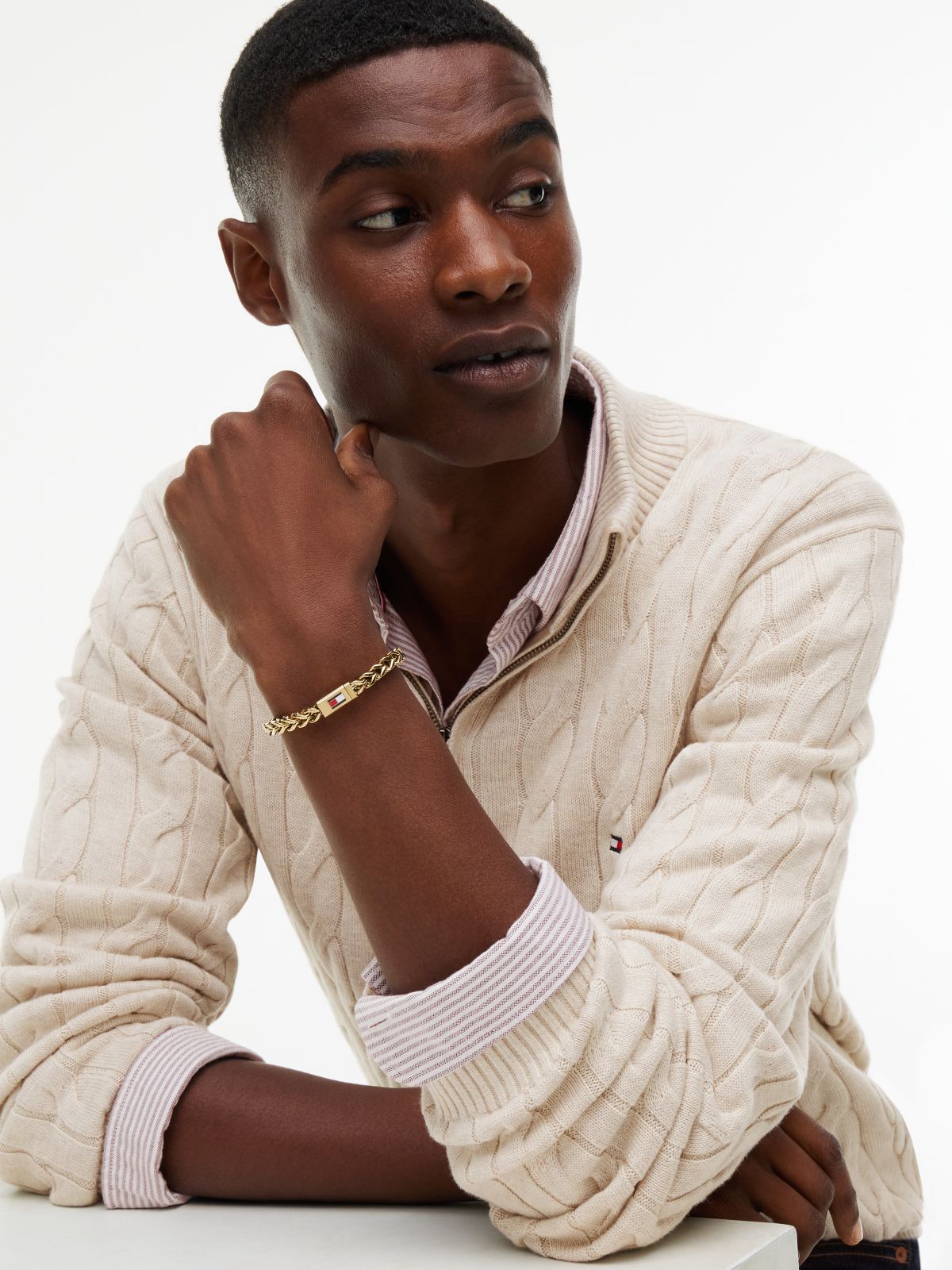 Gold-Plated Braided Chain Bracelet — Gold