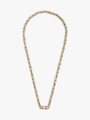gold gold-plated stainless steel chain-link necklace for men tommy jeans