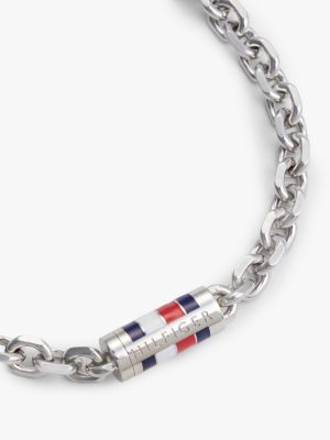 silver stainless steel chain-link bracelet for men tommy jeans