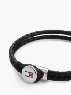 Black Leather Braided Bracelet — Silver 2