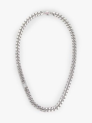 silver stainless steel chain-link necklace for men tommy jeans