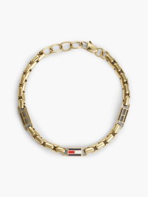 bracelet à maillons plaqué or et drapeau 3d gold pour hommes tommy hilfiger