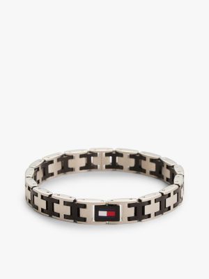 bracelet à mailons bicolores noirs à drapeau multi pour hommes tommy hilfiger