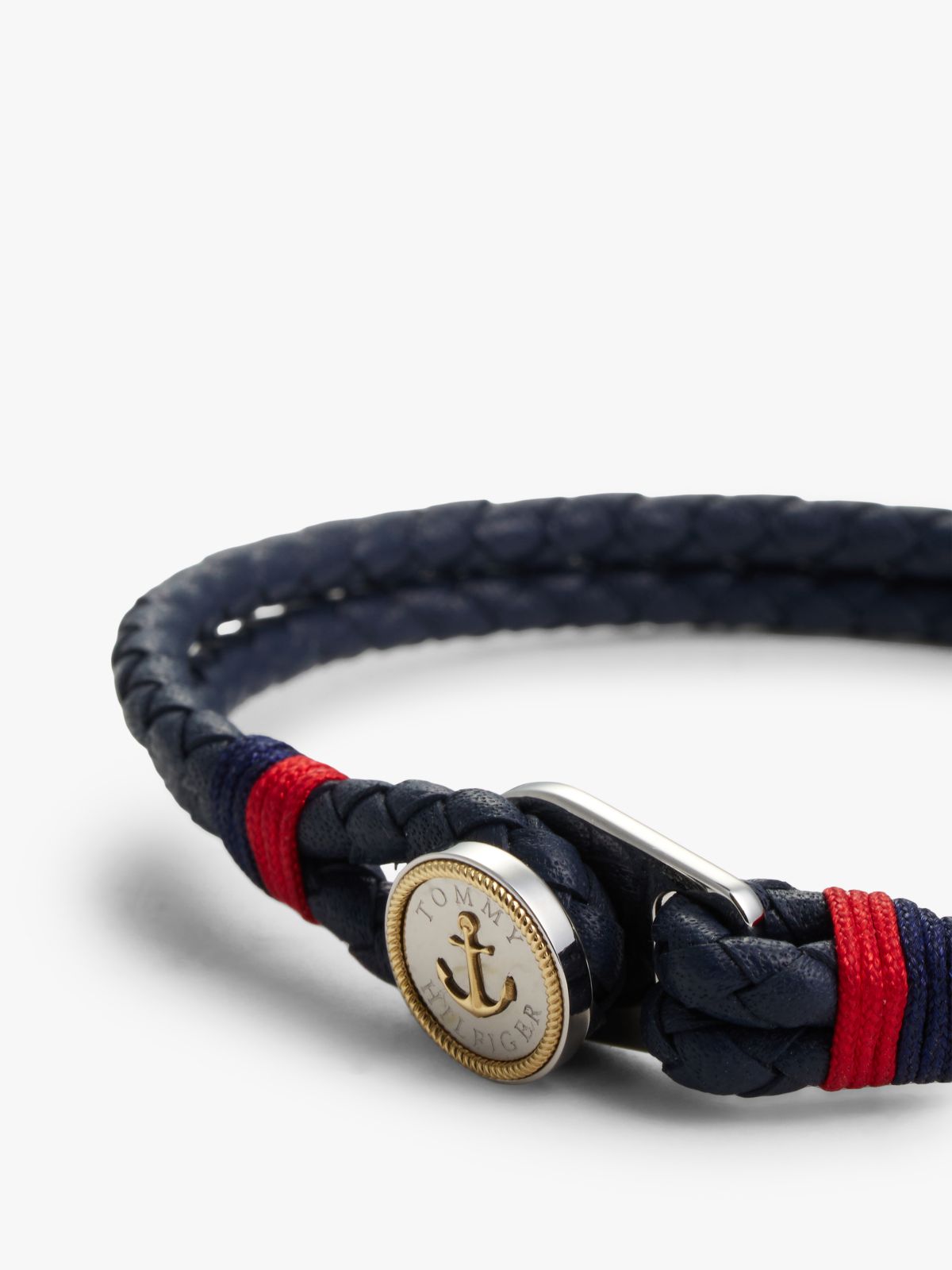Gold-Plated Nautical Charm Blue Leather Bracelet — Multi