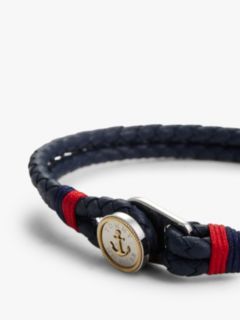 Gold-Plated Nautical Charm Blue Leather Bracelet — Multi 2