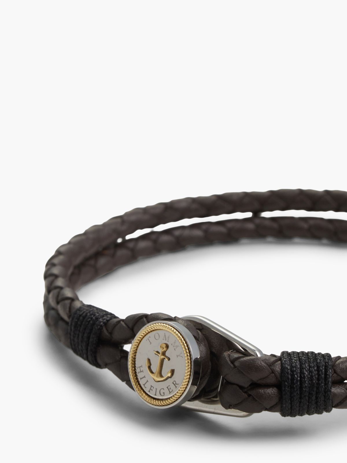 Gold-Plated Nautical Charm Brown Leather Bracelet — Multi
