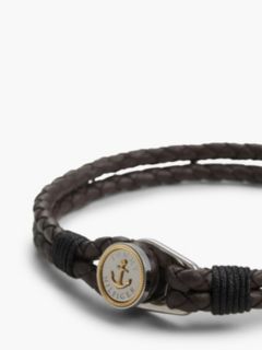 Gold-Plated Nautical Charm Brown Leather Bracelet — Multi 2