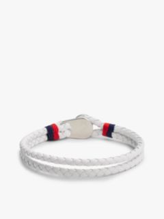 Gold-Plated Nautical Charm White Leather Bracelet — Multi 3