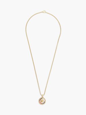 collana con pendente bussola in acciaio placcato oro gold da uomini tommy hilfiger