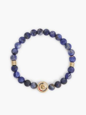 multi gold-plated compass charm sodalite bead bracelet for men tommy hilfiger