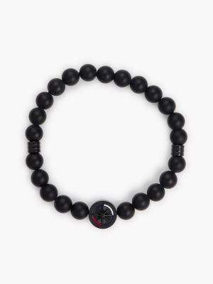 black ionic-plated compass charm onyx bead bracelet for men tommy hilfiger