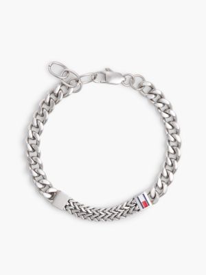 silver stainless steel adjustable double chain bracelet for men tommy hilfiger