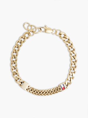 gold gold-plated adjustable double chain bracelet for men tommy hilfiger