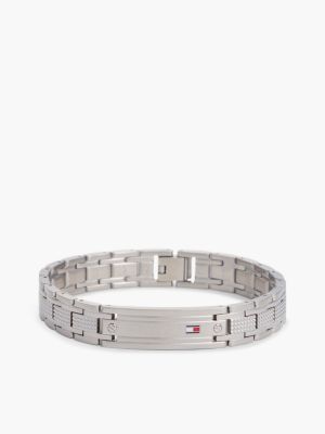 silver stainless steel adjustable chain-link bracelet for men tommy hilfiger