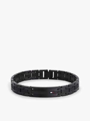 black black ionic-plated adjustable chain-link bracelet for men tommy hilfiger