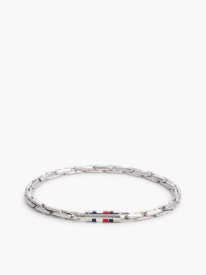 silver stainless steel box chain bracelet for men tommy hilfiger