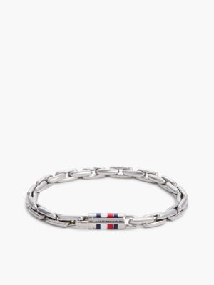 silver stainless steel box chain bracelet for men tommy hilfiger