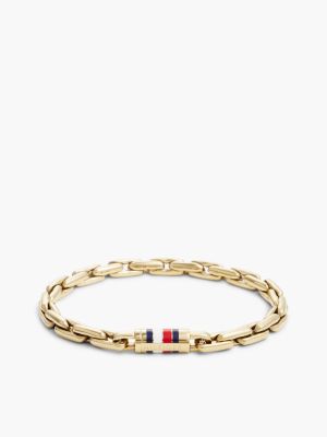 gold gold-plated stainless steel box chain bracelet for men tommy hilfiger