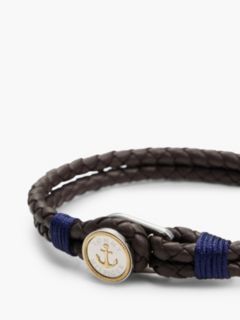 Gold-Plated Nautical Charm Brown Leather Bracelet — Multi 2