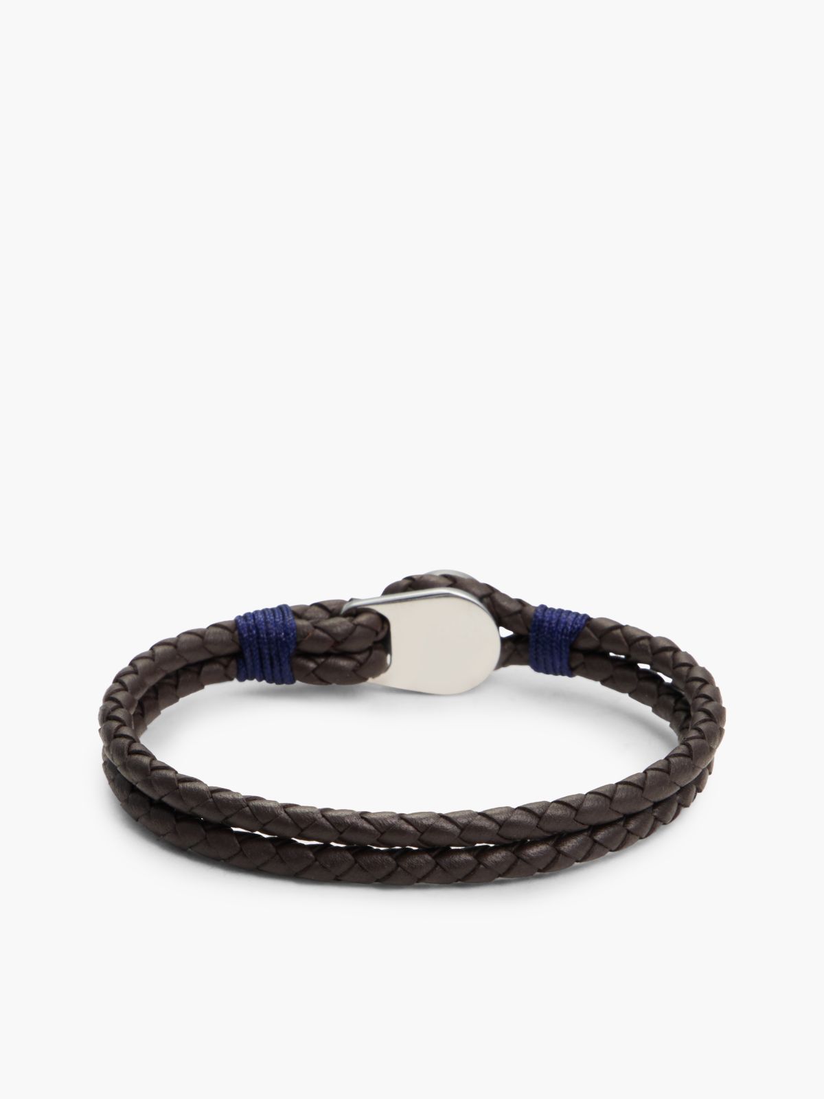 Gold-Plated Nautical Charm Brown Leather Bracelet — Multi