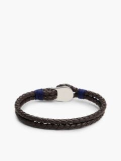 Gold-Plated Nautical Charm Brown Leather Bracelet — Multi 3