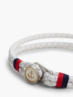Gold-Plated Nautical Charm White Leather Bracelet — Multi 2
