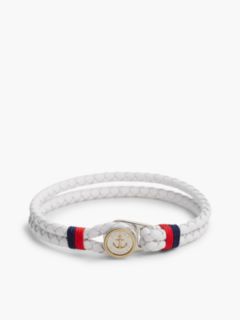 Gold-Plated Nautical Charm White Leather Bracelet — Multi 1