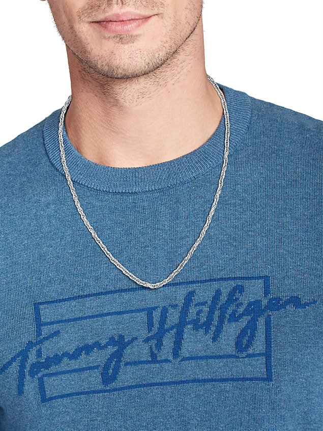 silver stainless steel rope chain necklace for unisex tommy hilfiger