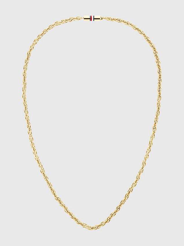 gold pozłacany naszyjnik z plecionego łańcuszka dla unisex - tommy hilfiger
