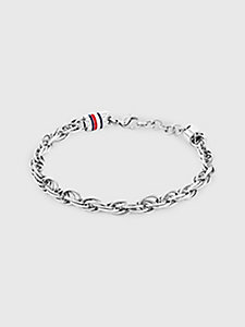 silver stainless steel rope chain bracelet for unisex tommy hilfiger