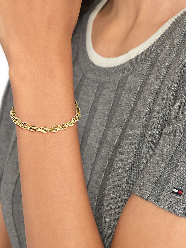 gold gold-plated rope chain bracelet for unisex tommy hilfiger