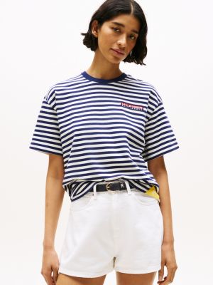 multi hilfiger sailing breton stripe relaxed t-shirt for adults gender inclusive tommy hilfiger