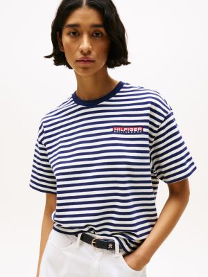 multi hilfiger sailing breton stripe relaxed t-shirt for adults gender inclusive tommy hilfiger