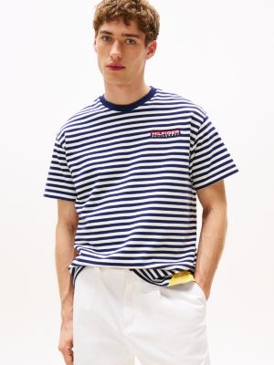 multi hilfiger sailing breton stripe relaxed t-shirt for adults gender inclusive tommy hilfiger