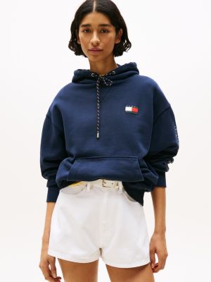 blue hilfiger sailing relaxed back logo hoody for adults gender inclusive tommy hilfiger