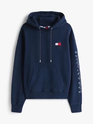 blue hilfiger sailing relaxed back logo hoody for adults gender inclusive tommy hilfiger