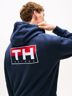 blue hilfiger sailing relaxed back logo hoody for adults gender inclusive tommy hilfiger