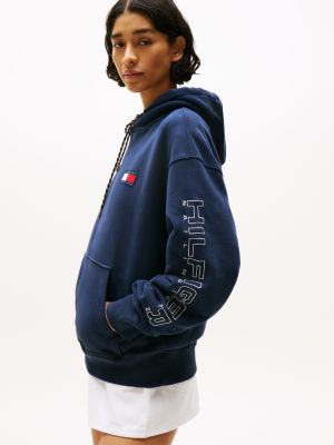 blue hilfiger sailing relaxed back logo hoody for adults gender inclusive tommy hilfiger