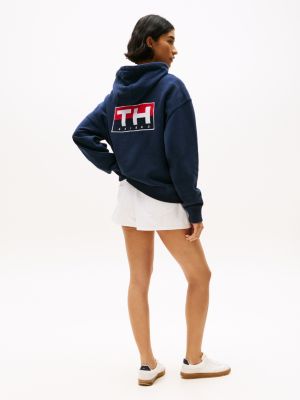 blue hilfiger sailing relaxed back logo hoody for adults gender inclusive tommy hilfiger