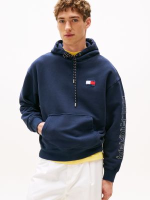 blue hilfiger sailing relaxed back logo hoody for adults gender inclusive tommy hilfiger