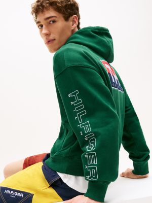 green hilfiger sailing relaxed back logo hoody for adults gender inclusive tommy hilfiger