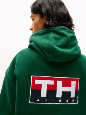 green hilfiger sailing relaxed back logo hoody for adults gender inclusive tommy hilfiger